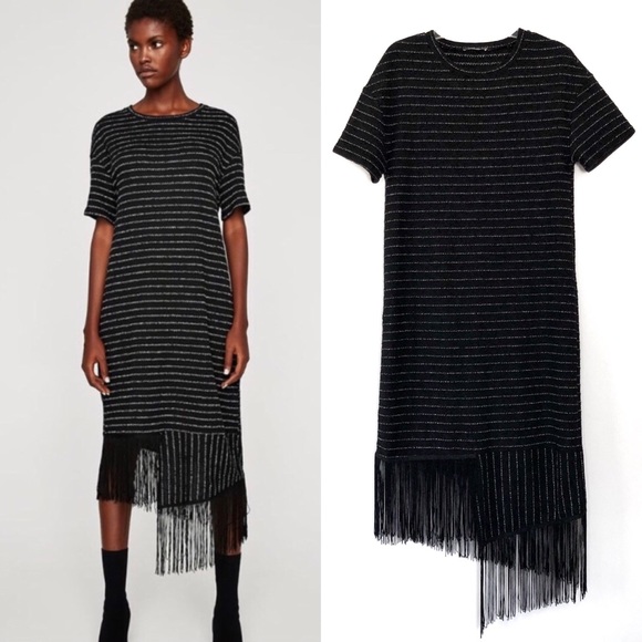 asymmetrical fringe dress